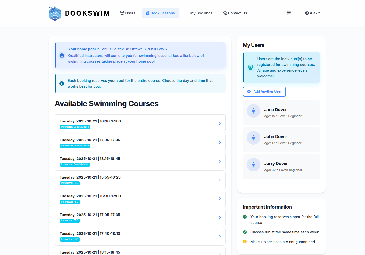 Platform screenshot — home